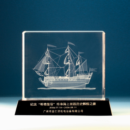 水晶内雕-歌德堡号 